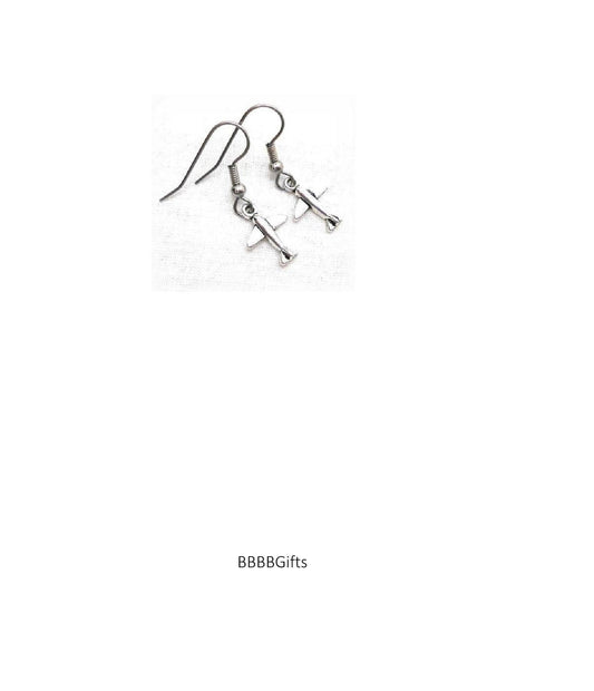 Micro Airplane Charm Earrings : Steel Earwires • Antiqued Silver Design