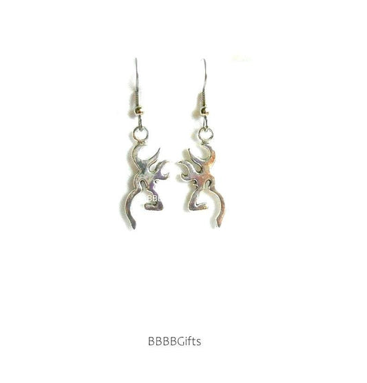 Deer Charm Earrings : Steel Earwires • Antiqued Silver Design. Gift Boxed