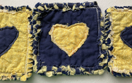 3 - 5" | Heart Rag Quilt Coaster Set Table Mat Home Decor . Cotton Fabric