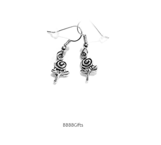 Mini Rose Charm Earrings : Steel Earwires • Gift Boxed