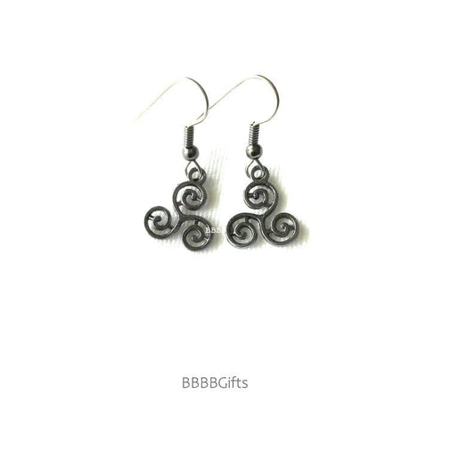 Gunmetal Celtic Charm Earrings : Steel Earwires • Gift Boxed