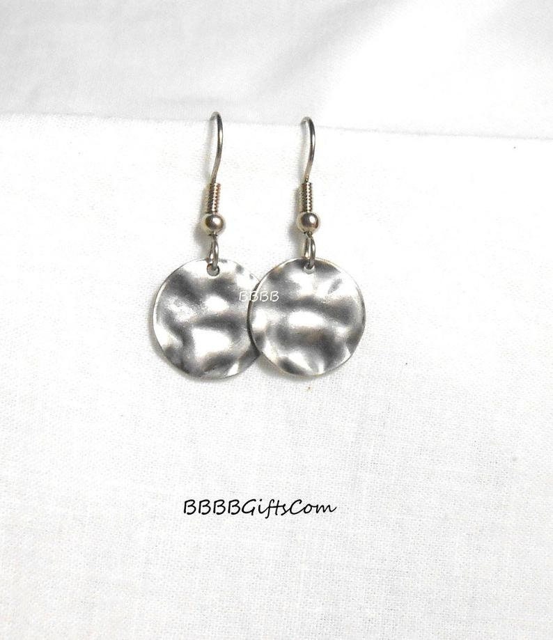 Hammer Coin Charm Earrings : Steel Earwires • Antiqued Silver/Bronze Design Options. Gift Boxed
