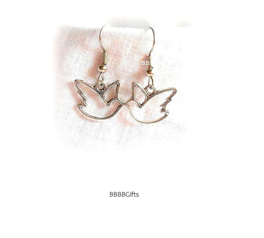 Dove Charm Earrings : Steel Earwires • Open Design. Gift Boxed