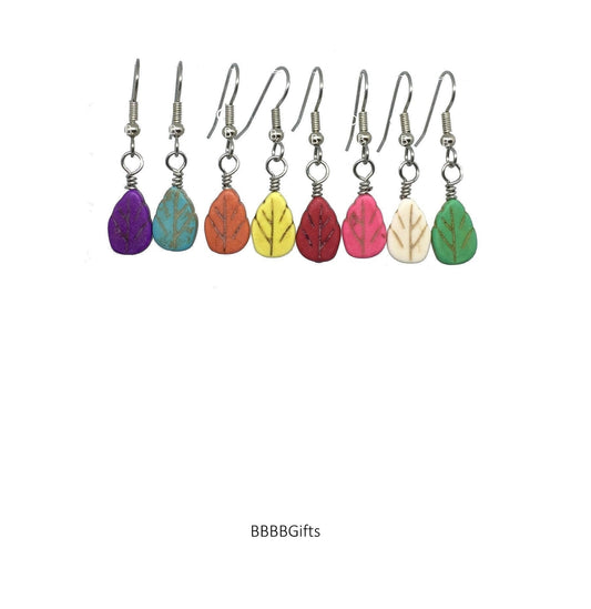 Leaf Beaded Earrings : Steel Earwires • Color Options • Gift Boxed