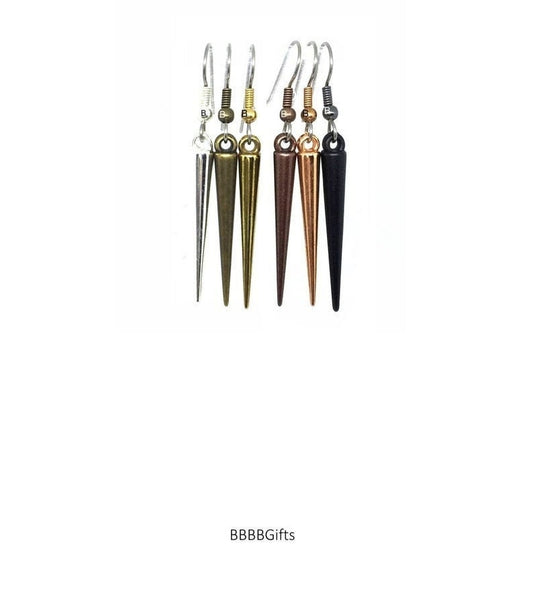 Acrylic Spike Charm Earrings : Steel Earwires • Silver,Bronze,Gold,Antique Copper,Rose Gold,Black•Distressed Metallics • Gift Boxed