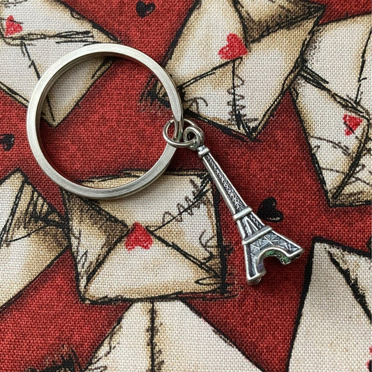 Eiffel Tower Italy Monument Charm Key Chain • Steel Ring • Gift Boxed
