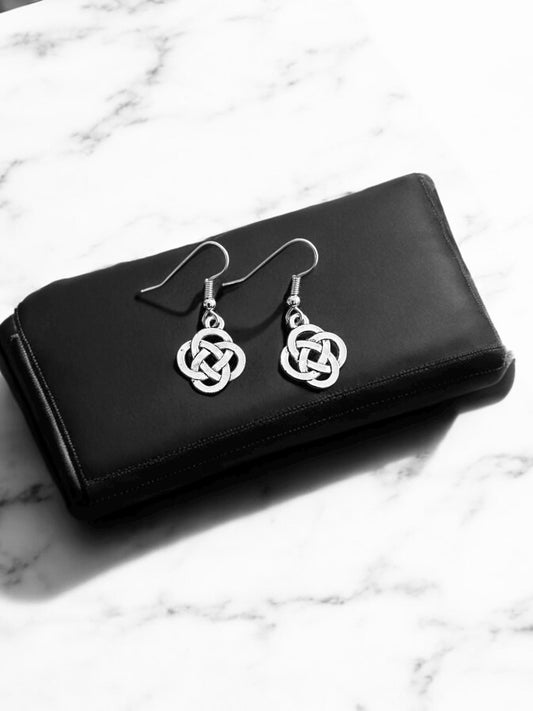 Celtic Knot Charm Earrings : Steel Earwires • Antiqued Silver Design.Just Because. Gift Boxed