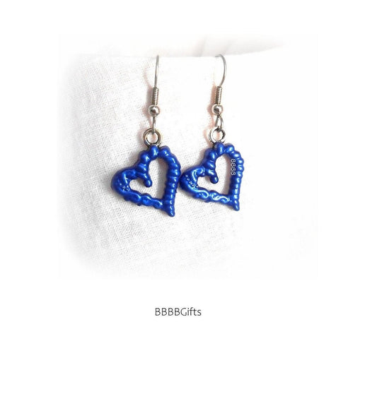 Cosmic Blue | Open Heart Charm Earrings : Steel Earwires • Enamel. Gift Boxed