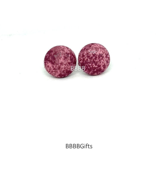 12mm | Shades Of Mauve |  Button Stud Earrings : Steel Posts. Gift Boxed