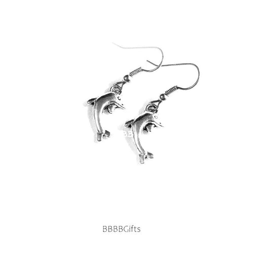 Baby Dolphin Charm Earrings : Steel Earwires • Gift Boxed