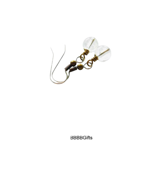 Crystal Ball Beaded Earrings : Steel Earwires • Antiqued Bronze Accents. Gift Boxed