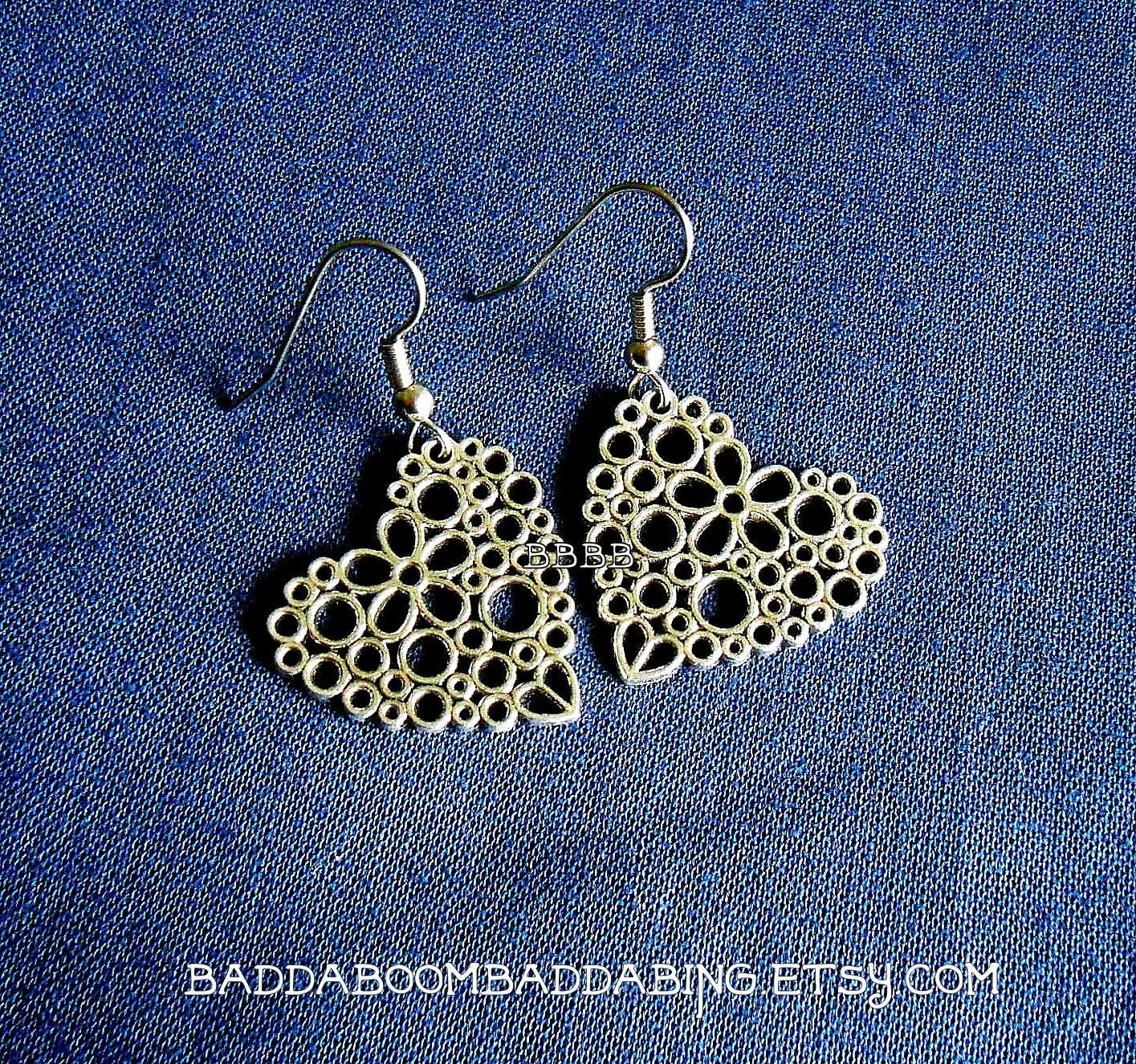 Heart Filigree Charm Earrings : Steel Earwires. Gift Boxed